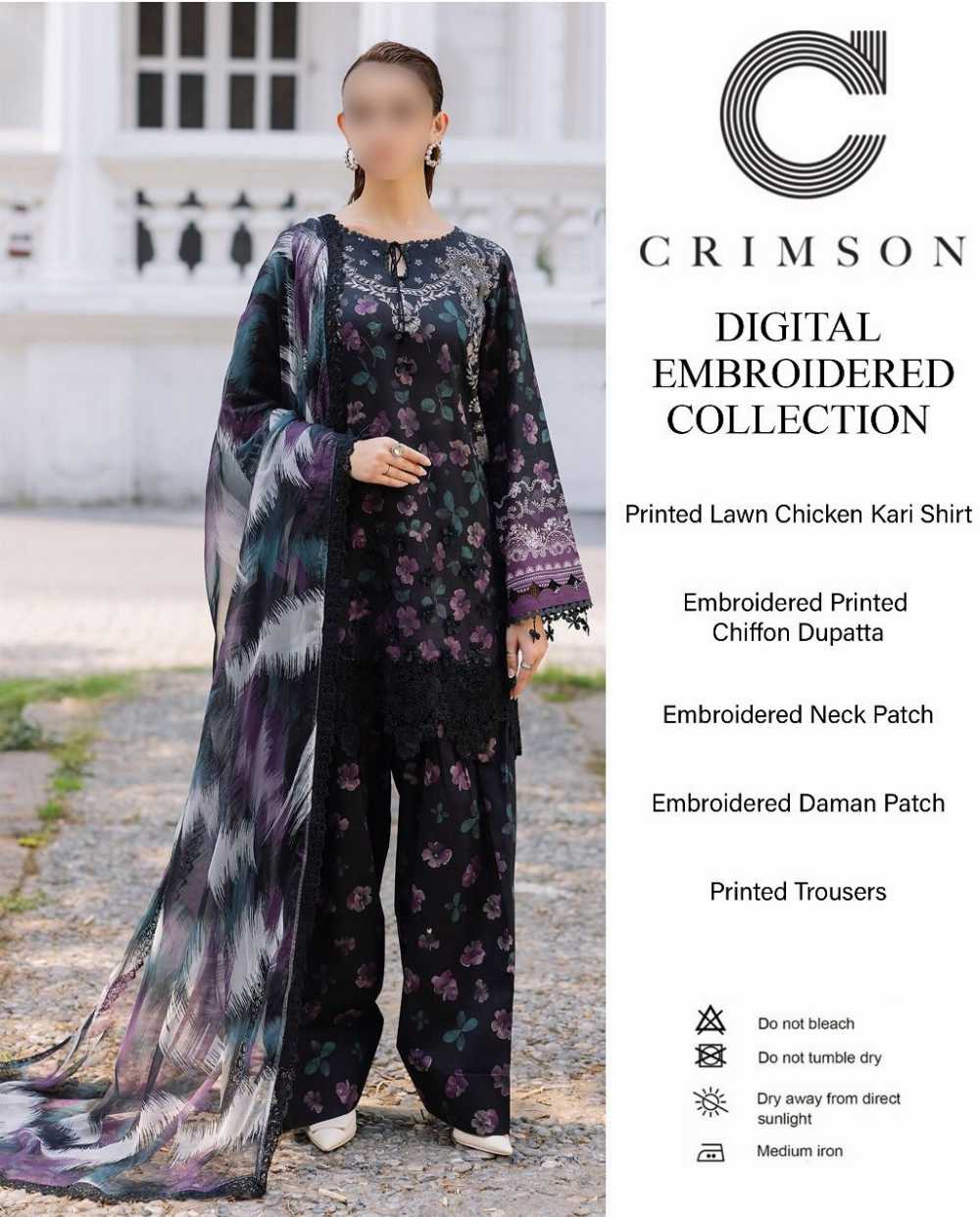 CRIMSON Digital Embroidered  Lawn 3 Piece